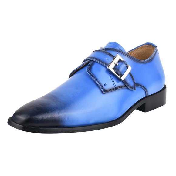 LIBERTYZENO Mens Genuine Leather Burnished Toe Buckle Closure Monkstrap … main image 5